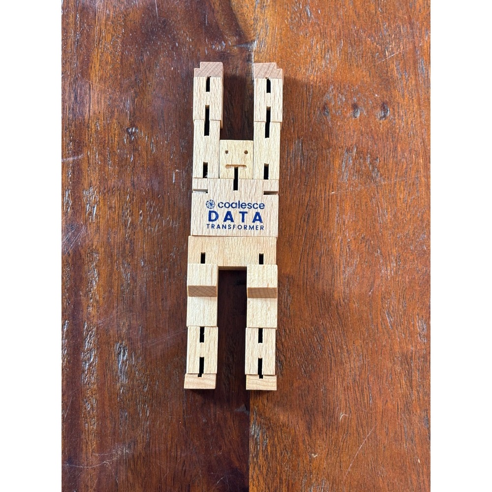 Areaware Cubebot Wooden Robot Puzzle Coalesce Data Transformer Natural Wood 2023